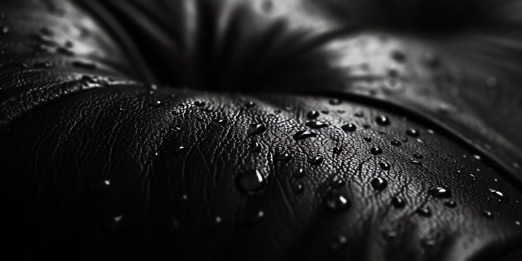 Water droplets on leather